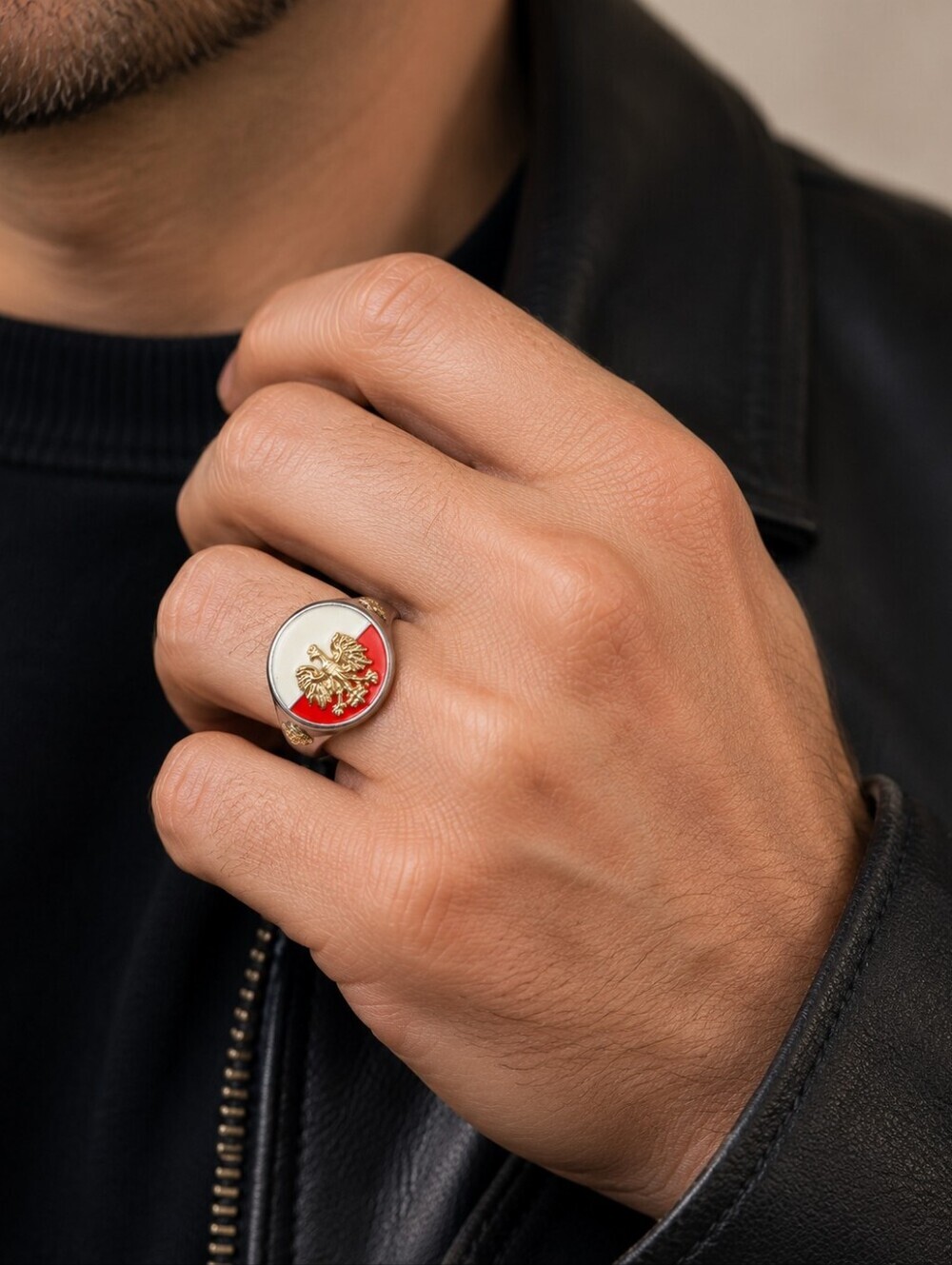 Vintage Polish Eagle Signet Ring – Heraldic Patriotic Men’s Size 8